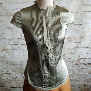 ▪Elie Tahari▪Olive Green Silk Blouse